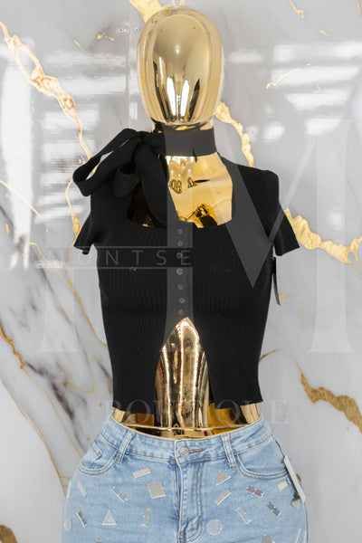 Blusa casual con botones con liston