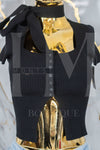 Blusa casual con botones con liston