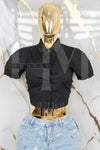 Camisa de manga corta con detalles en perlas