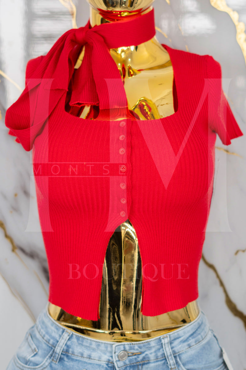 Blusa casual con botones con liston