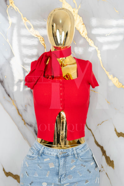 Blusa casual con botones con liston