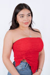 Blusa strapless de encaje