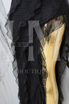 Vestido strapless de malla