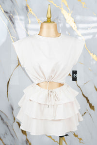 Conjunto casual con falda de olanes