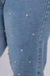 Pantalon de mezclilla hide leg con piedras