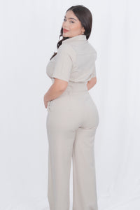 Conjunto de vestir rayado manga corta