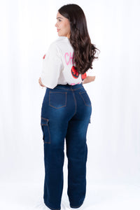 Pantalón cargo mezclilla