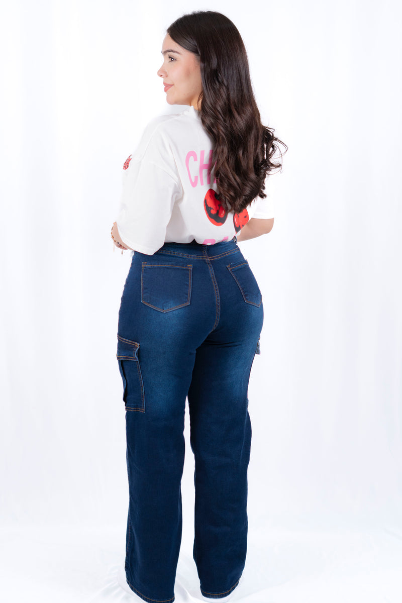 Pantalón cargo mezclilla