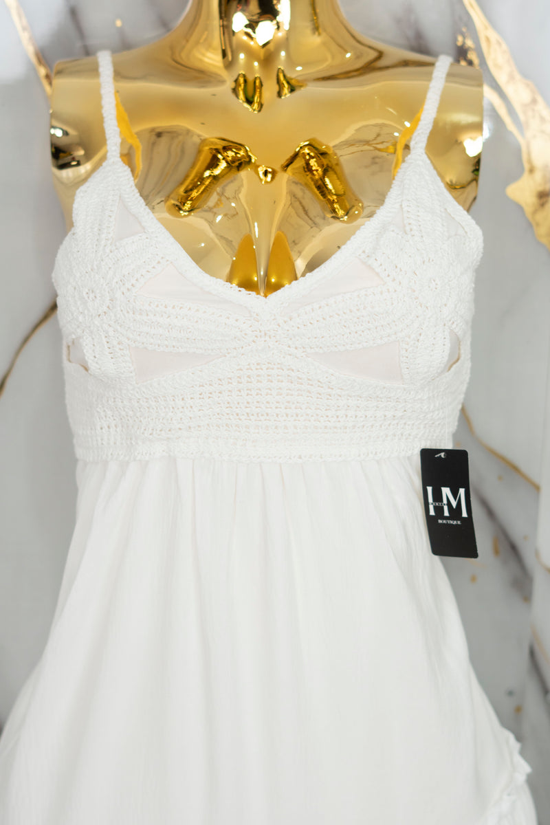 Vestido largo con detalles tejidos