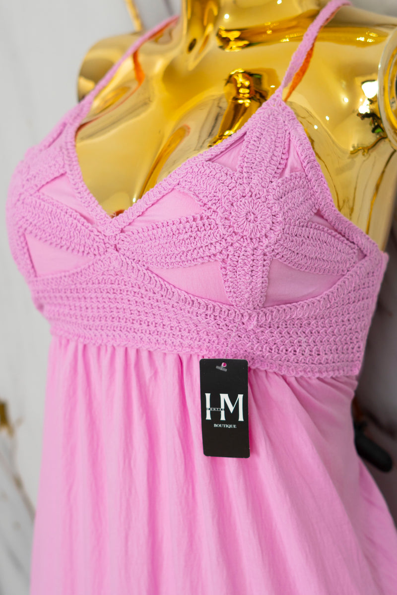 Vestido largo con detalles tejidos