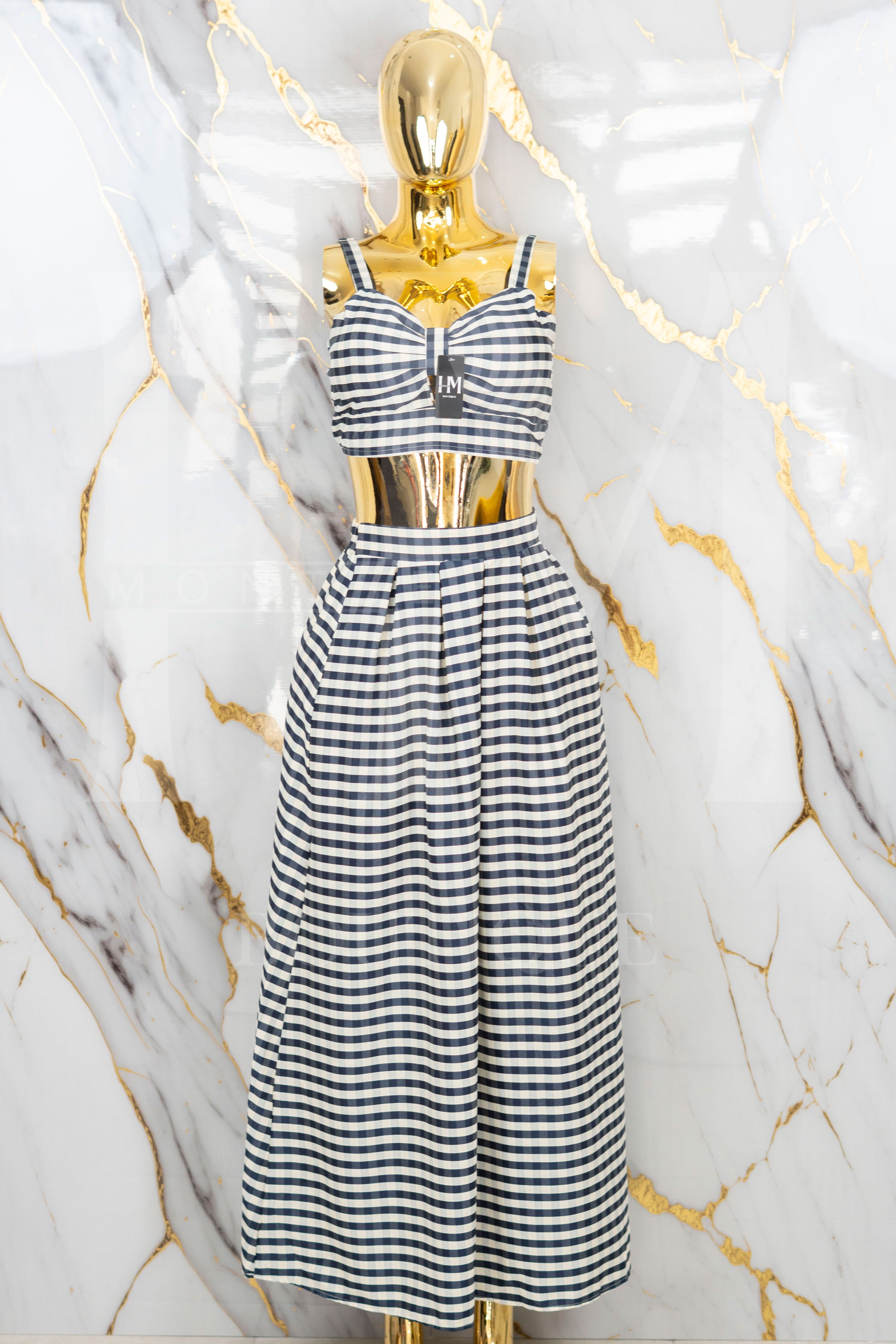 Conjunto de falda larga a rayas