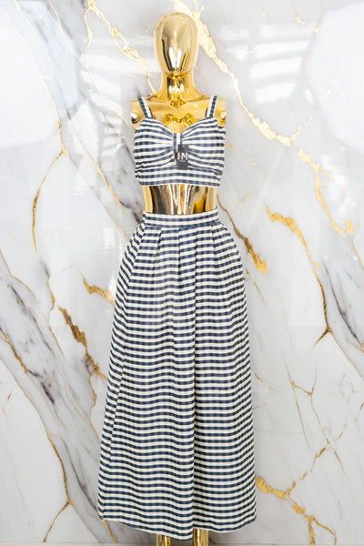 Conjunto de falda larga a rayas