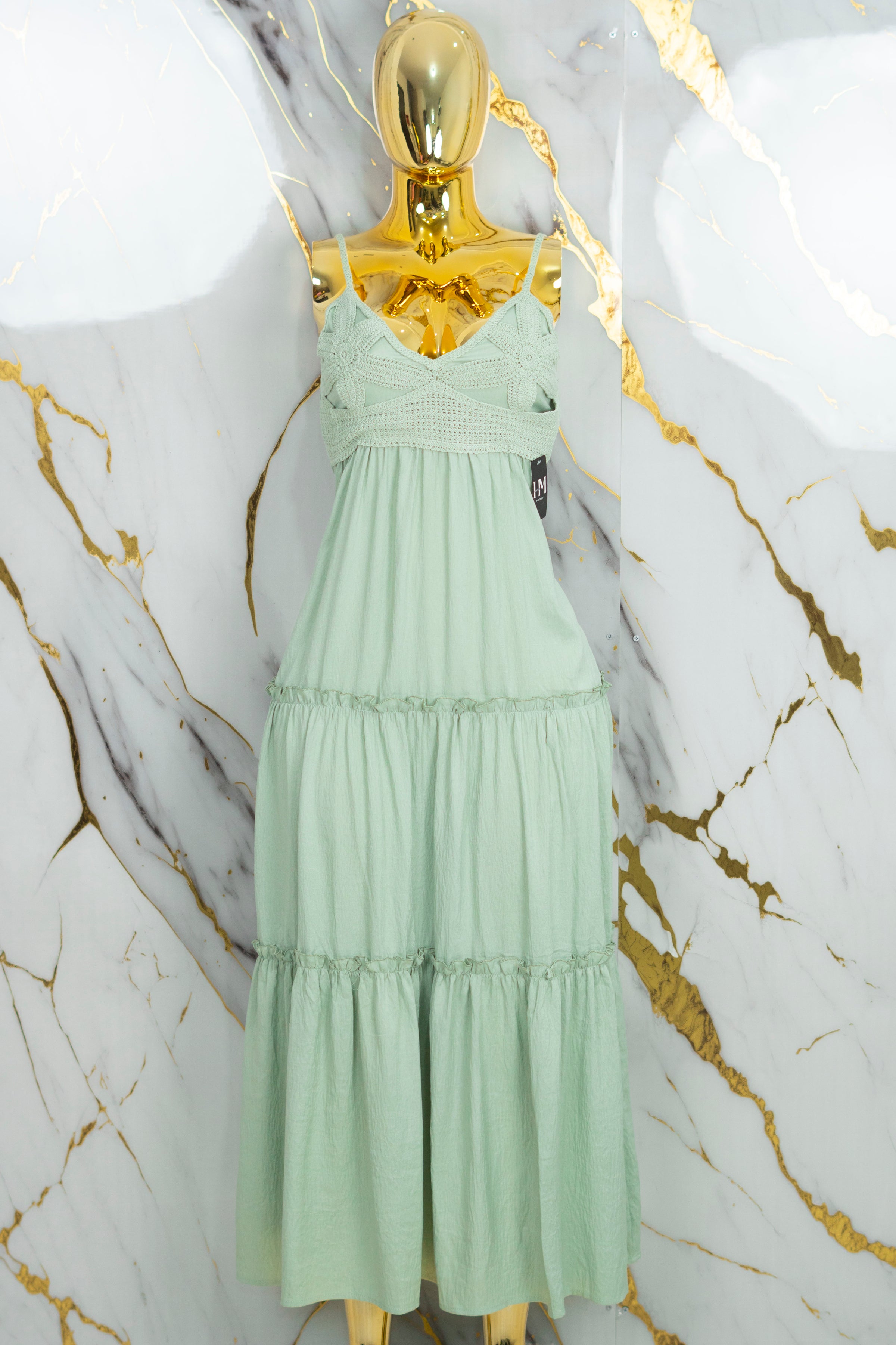 Vestido largo con detalles tejidos