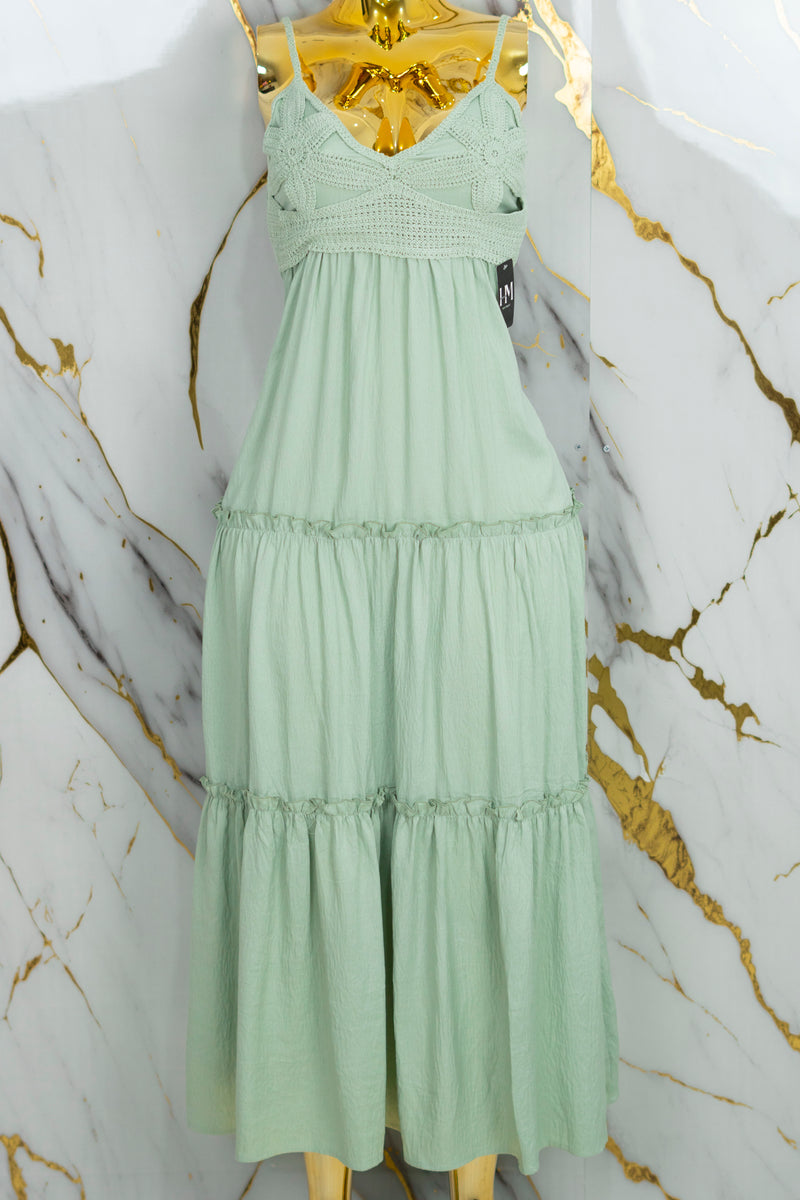 Vestido largo con detalles tejidos