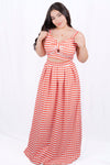 Conjunto de falda larga a rayas