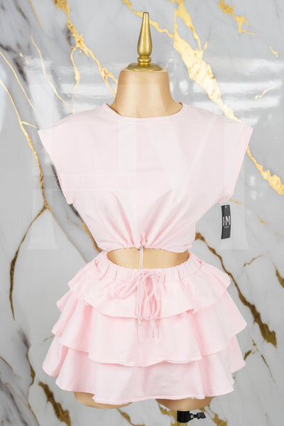Conjunto casual con falda de olanes