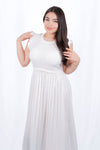 Vestido largo con falda tableada