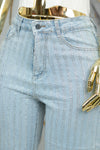 Pantalón de mezclilla rayado de piedras