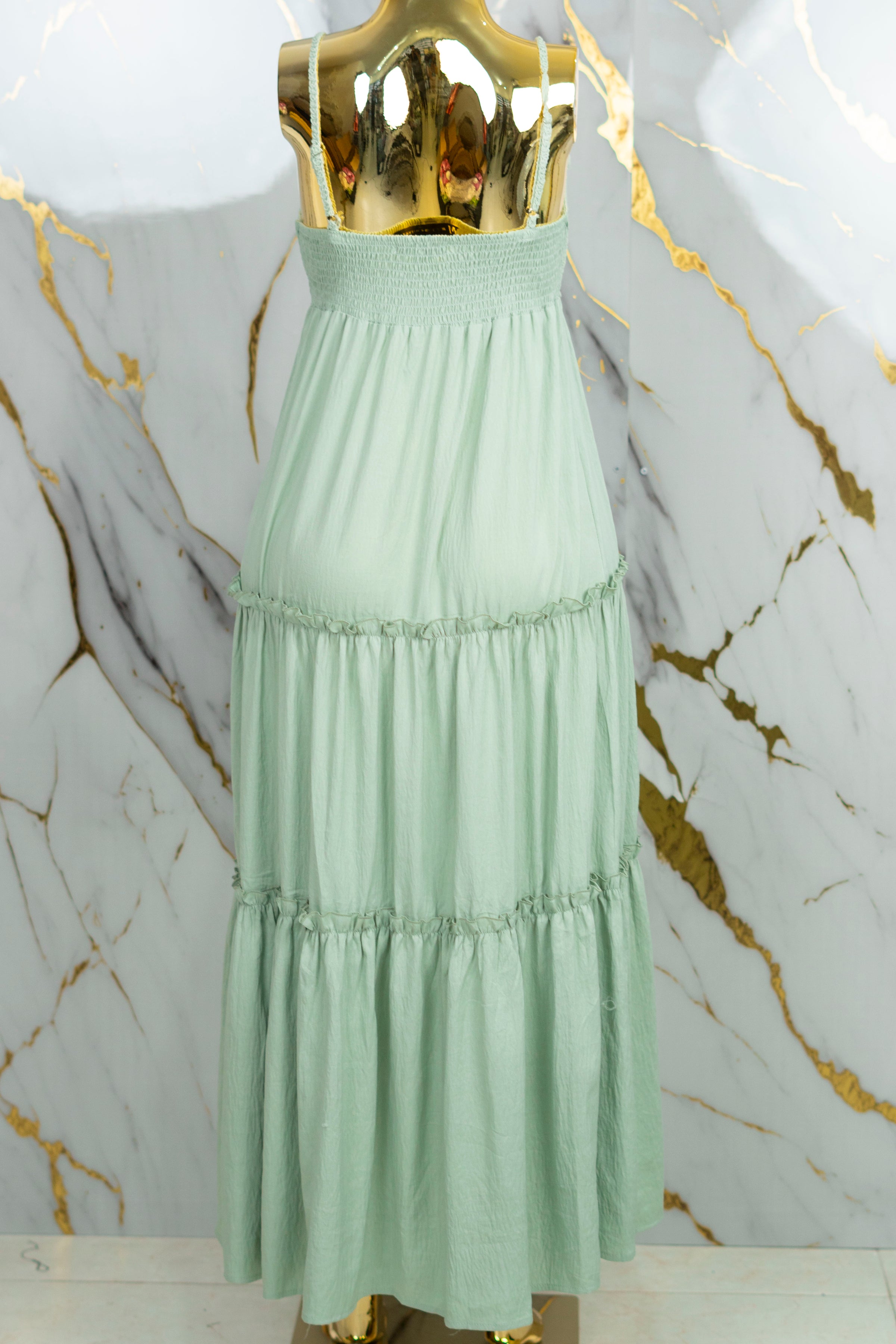 Vestido largo con detalles tejidos