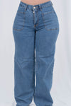 Pantalón de mezclilla hide leg con bolsa frontal