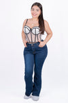 Pantalon de mezclilla skinny acampanado