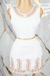 Conjunto de short falda con detalles bordados