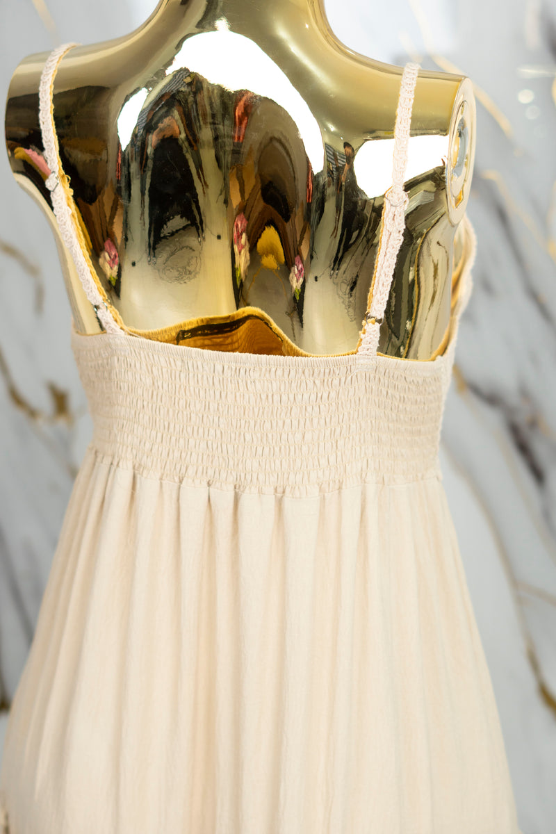 Vestido largo con detalles tejidos