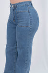 Pantalón de mezclilla hide leg con bolsa frontal