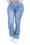 Pantalon de mezclilla acampanado de tiro alto