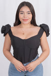 Corset con flor en hombro