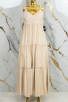 Vestido largo con detalles tejidos