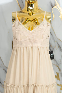 Vestido largo con detalles tejidos
