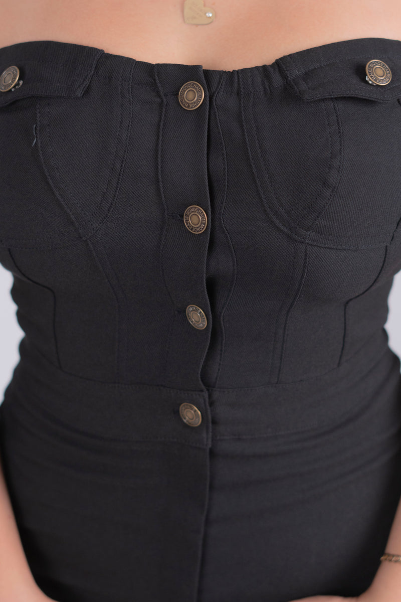 Palazo strapless con botones