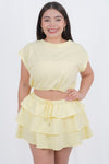 Conjunto casual con falda de olanes