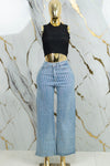 Pantalón de mezclilla rayado de piedras