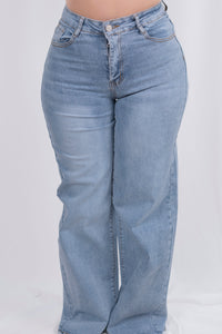 Pantalon de mezclilla cintura alta y pierna ancha