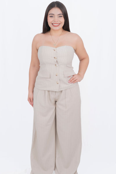 Conjunto formal de pantalon ancho con pinzas