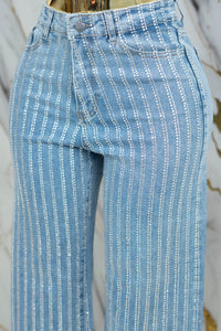 Pantalón de mezclilla rayado de piedras
