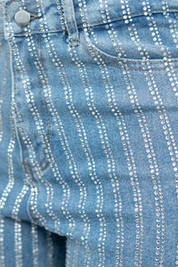 Pantalón de mezclilla rayado de piedras