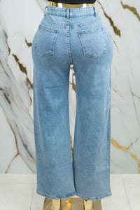 Pantalón de mezclilla rayado de piedras