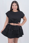 Conjunto casual con falda de olanes