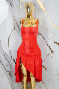 Vestido casual con apertura en pierna