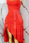 Vestido casual con apertura en pierna