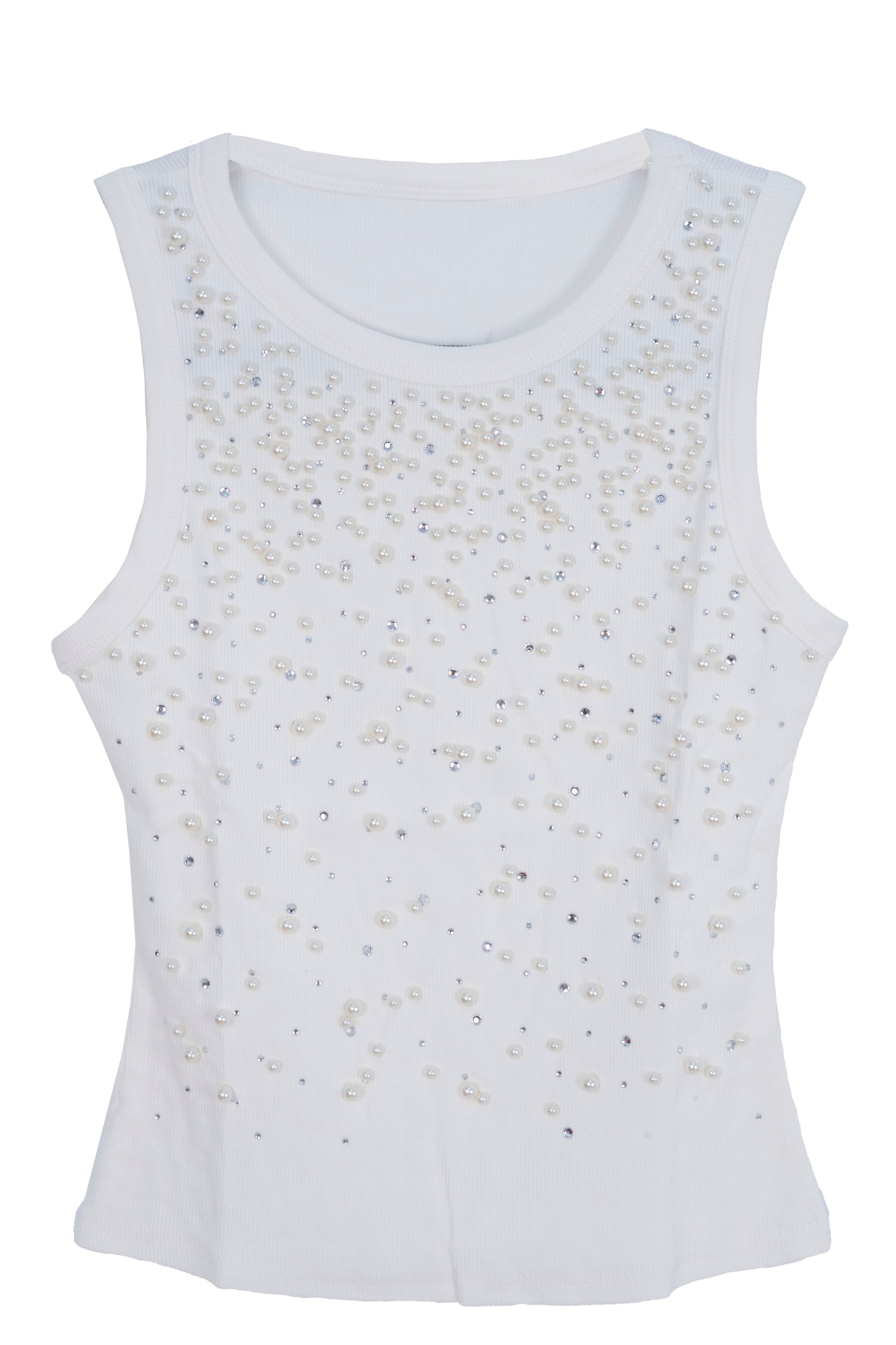 Blusa con detalle de piedras y perlas