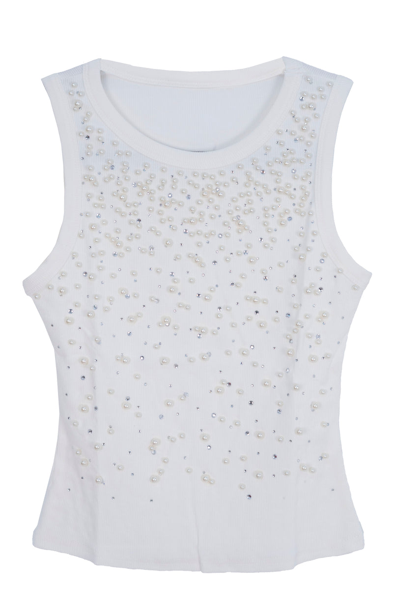 Blusa con detalle de piedras y perlas
