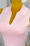 Conjunto casual de falda y blusa con cuello