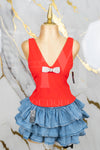 Blusa con tirante ancho y moño de piedras