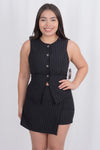 Conjunto rayado formal de short y falda