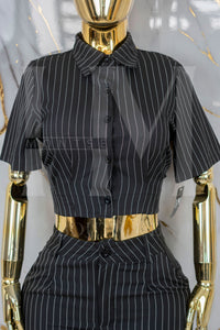 Conjunto de vestir rayado manga corta