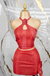 Conjunto de brillo con detalles de flor